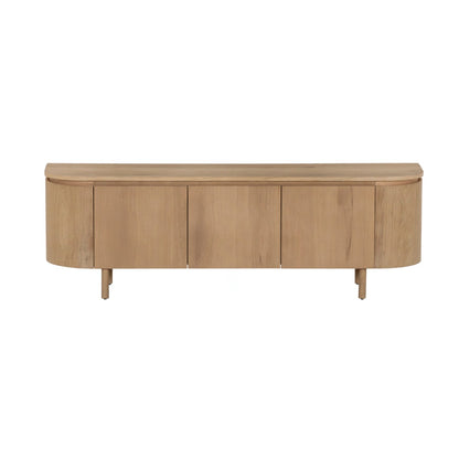 TV-meubel Tobago van Livingfurn in naturel eiken, 170 cm breed met afgeronde zijkanten