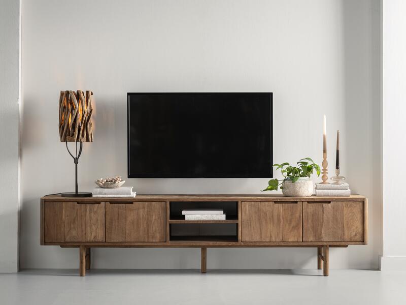 TV stand Bliss No.2 large, 4 doors, 2 open racks - - DTP Home - livinglovely.nl