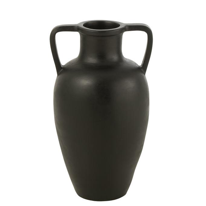 Vaas 2 Armen Terracotta Zwart Small - Vaas - J-Line - livinglovely.nl