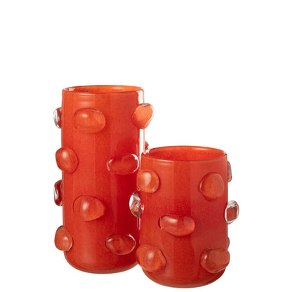 Vaas Aruna Glas Rood Large Ø19xH32,5cm J-Line - Vaas - J-Line - livinglovely.nl