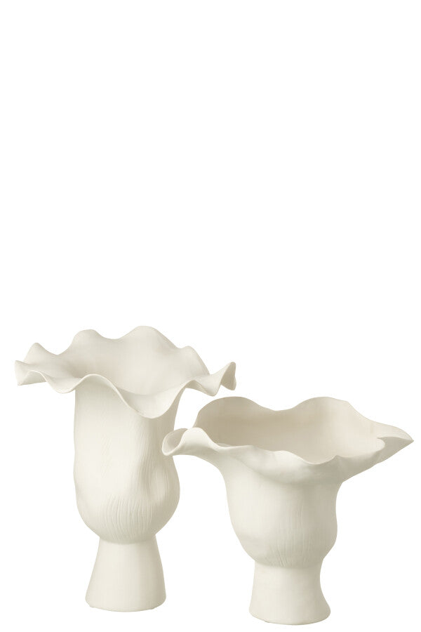 Vaas Breed Helix Onregelmatig Keramiek Wit Dia 31cmx31cm - Vaas - J-Line - livinglovely.nl