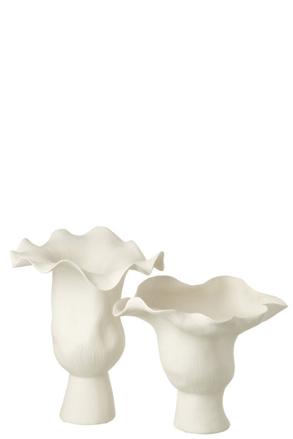 Vaas Breed Helix Onregelmatig Keramiek Wit Dia 31cmx31cm - Vaas - J-Line - livinglovely.nl