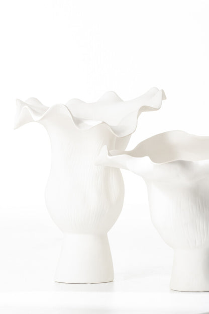 Vaas Breed Helix Onregelmatig Keramiek Wit Dia 31cmx31cm - Vaas - J-Line - livinglovely.nl