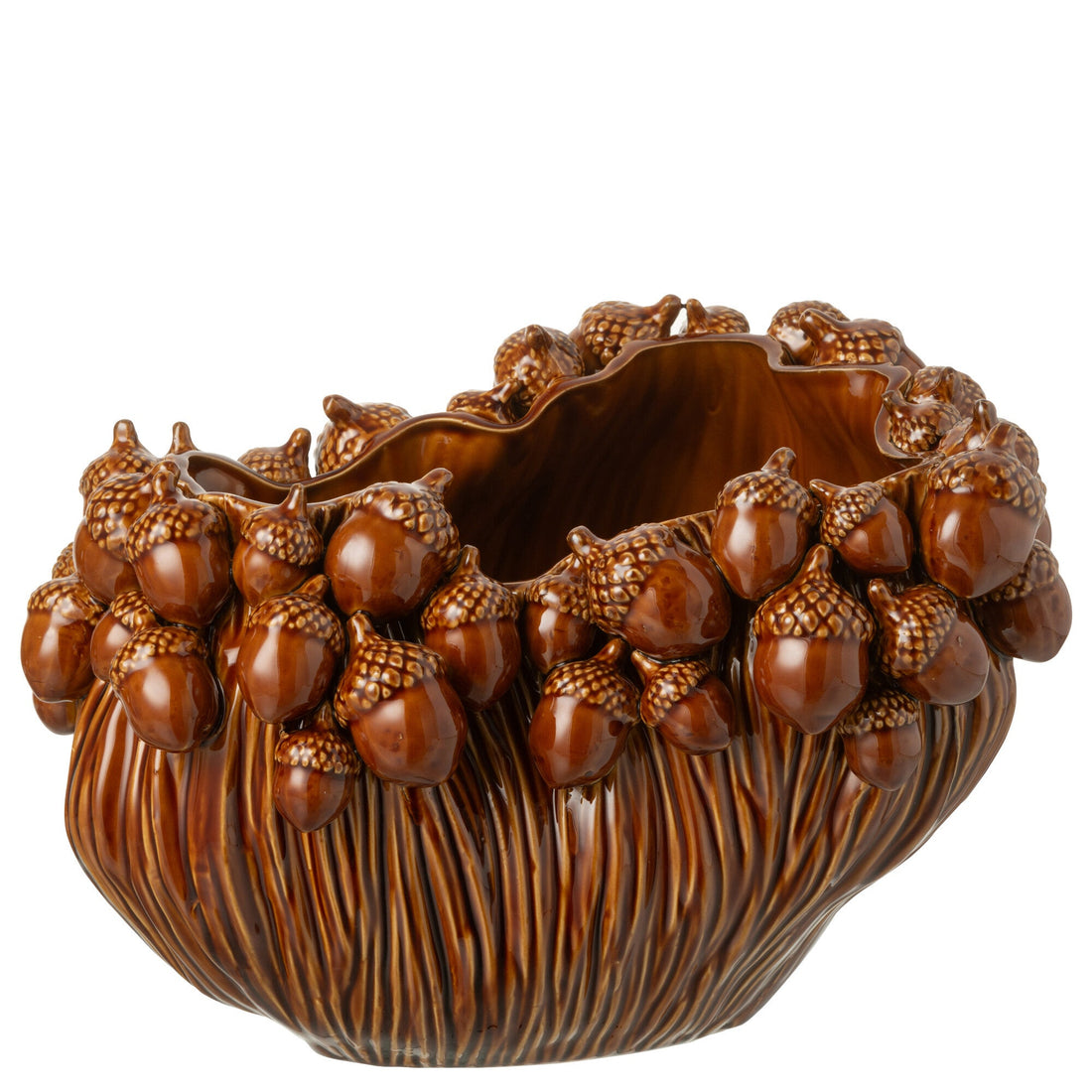 Vaas Breed Karpo Keramiek Bruin L37xB27xH37cm J-Line - Vaas - J-Line - livinglovely.nl