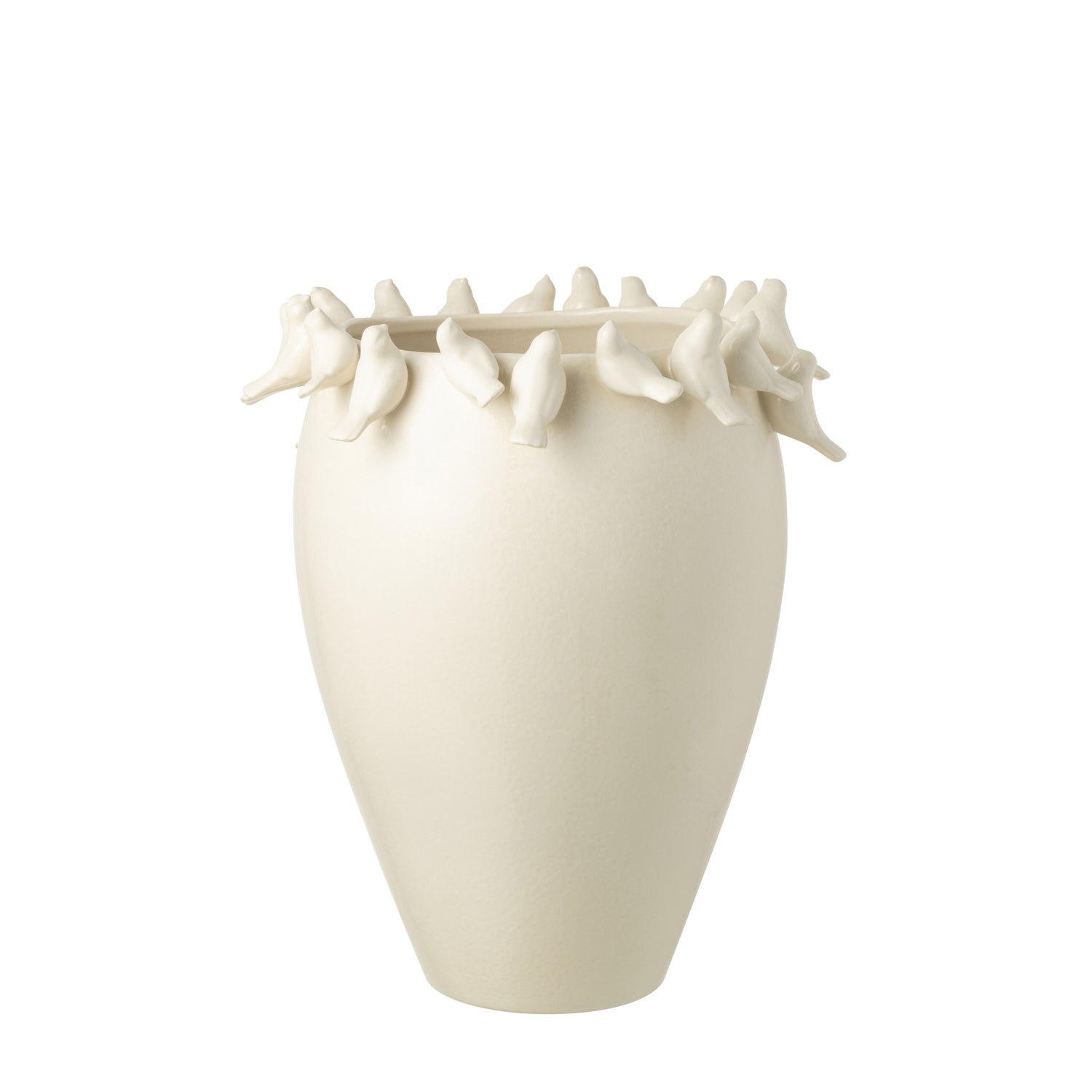 Vaas Budgie Keramiek Wit Large Dia39,5cmxH50cm J-Line - Vaas - J-Line - livinglovely.nl