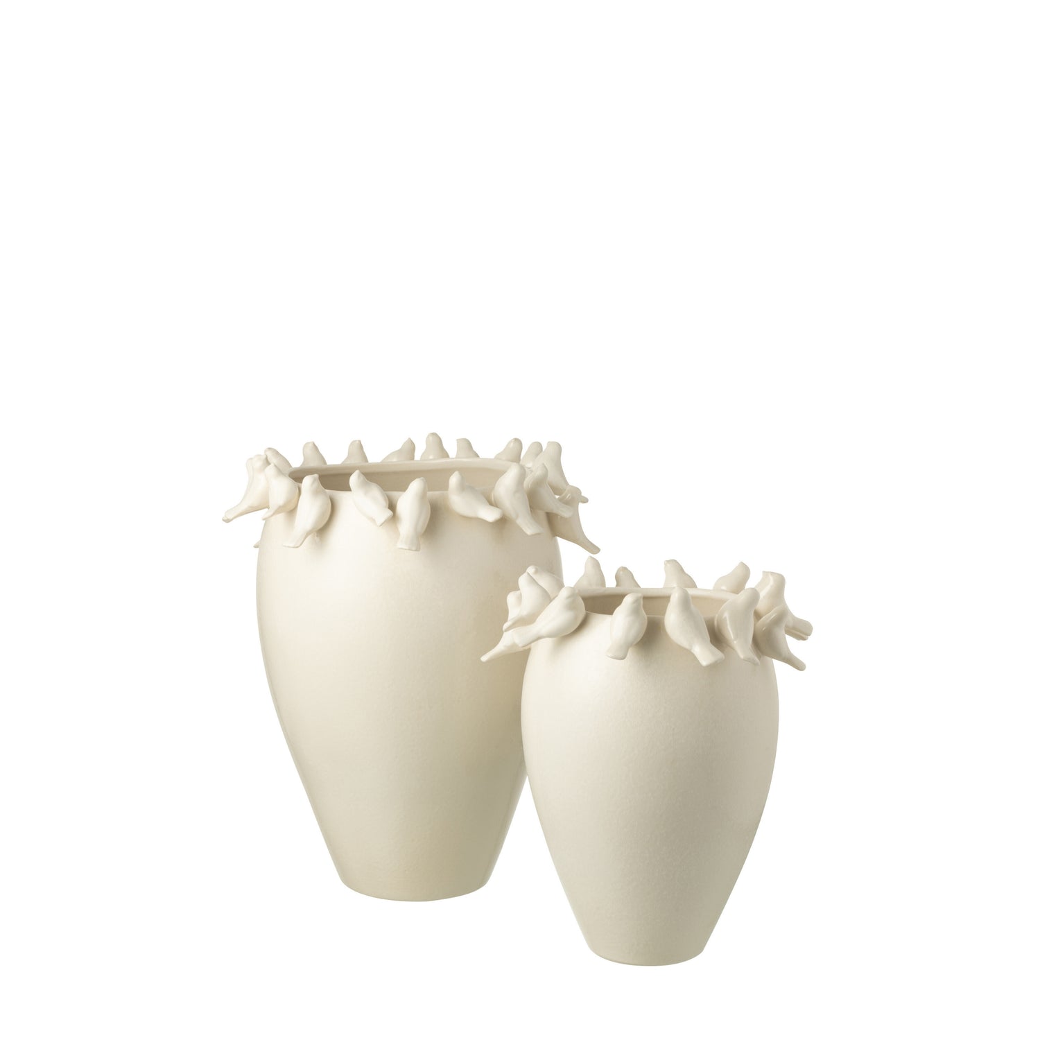 Vaas Budgie Keramiek Wit Small Dia 33cmxH40cm J-Line - Vaas - J-Line - livinglovely.nl