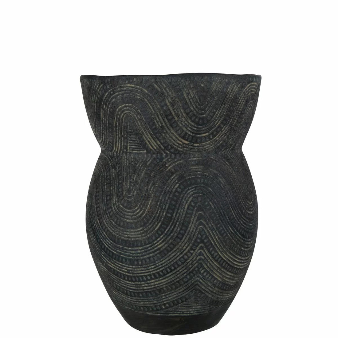 Vaas Cirkel Cement Zwart/Bruin - Vaas - J-Line - livinglovely.nl