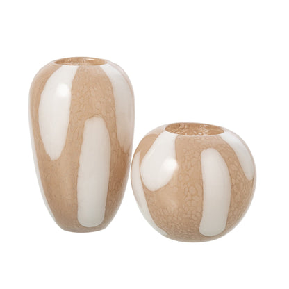 Vaas Dots Glas Licht Beige Wit Large van J-Line, vierde weergave van de glazen vaas