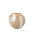 Vaas Dots Glas Licht Beige Wit Small van J-Line, lage glazen vaas met stippenmotief