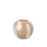 Vaas Dots Glas Licht Beige Wit Small van J-Line, tweede weergave van de lage glazen vaas