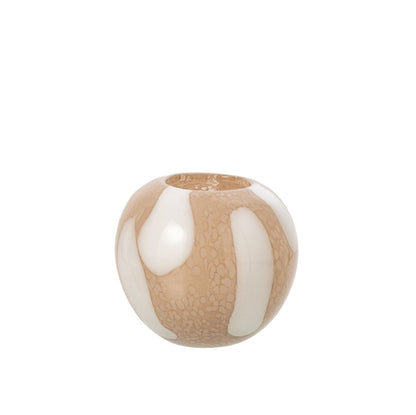 Vaas Dots Glas Licht Beige Wit Small van J-Line, tweede weergave van de lage glazen vaas