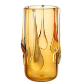 Vaas Drippy Glas Amber Large van J-Line, grote glazen vaas met druppelende vorm in amber