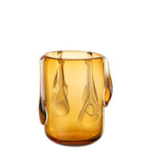 Vaas Drippy Glas Amber Small van J-Line, glazen vaas met druppelende vorm in amber