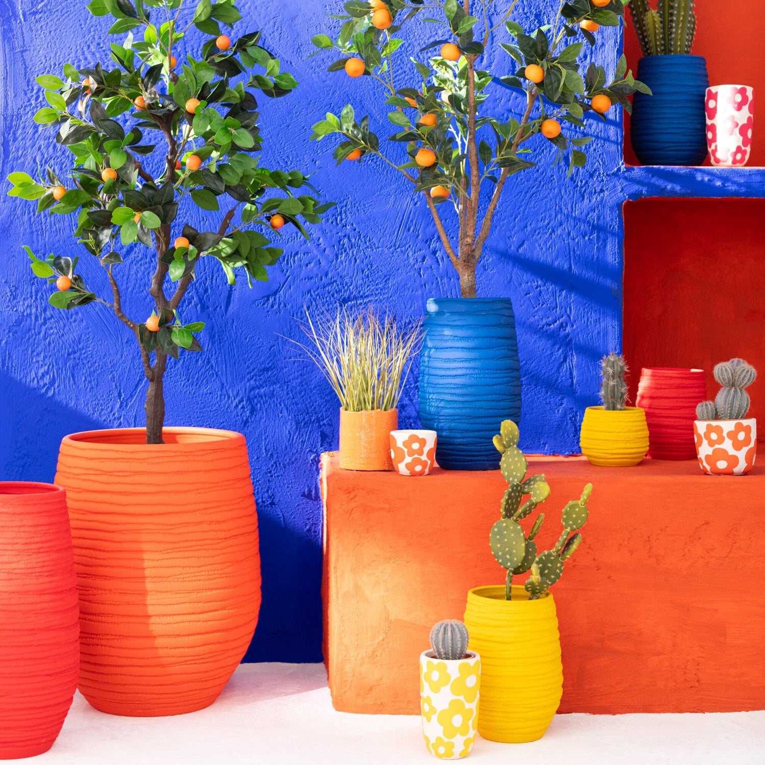 Vaas Fiesta Keramiek Blauw Large - Vaas - J-Line - livinglovely.nl