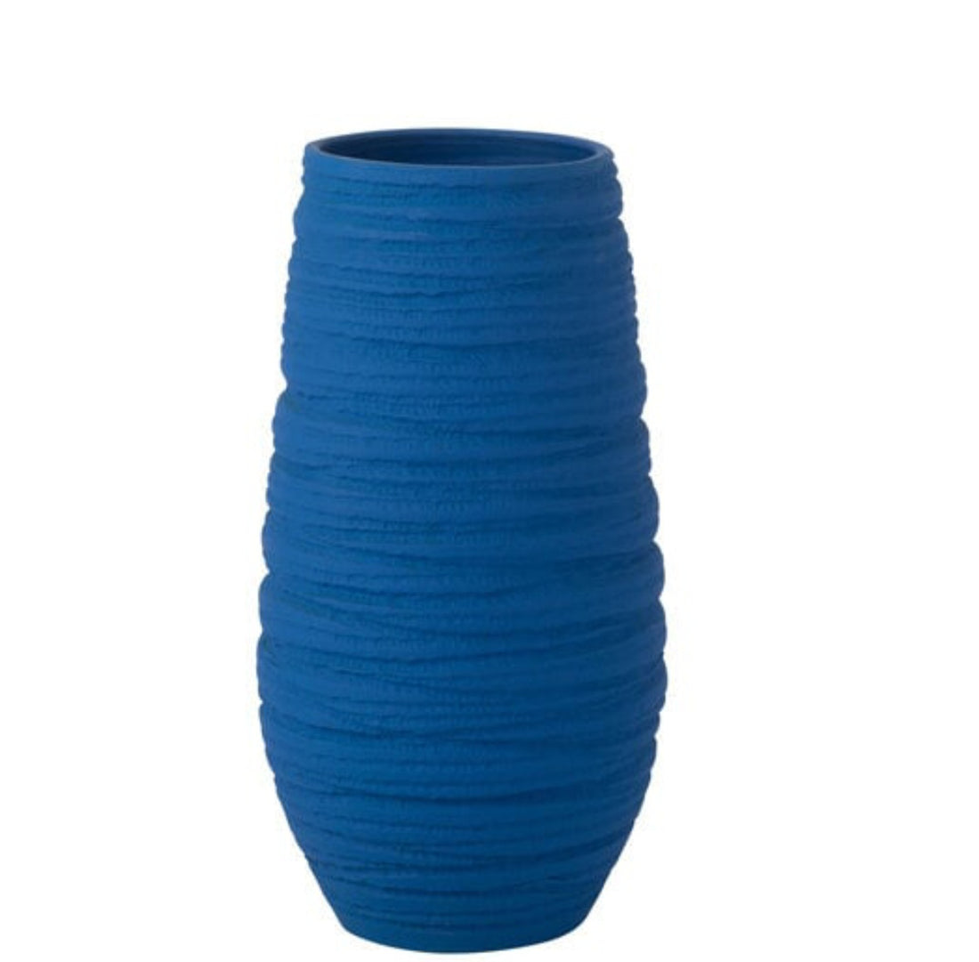 Vaas Fiesta Keramiek Blauw XL - Vaas - J-Line - livinglovely.nl
