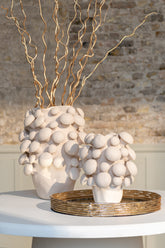 Vaas Fungi Keramiek Beige Large Dia 33,5xH46cm J-Line - Vaas - J-Line - livinglovely.nl