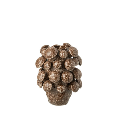 Vaas Fungi Keramiek Bruin Small L23,5xb23xh32cm J-Line - Vaas - J-Line - livinglovely.nl