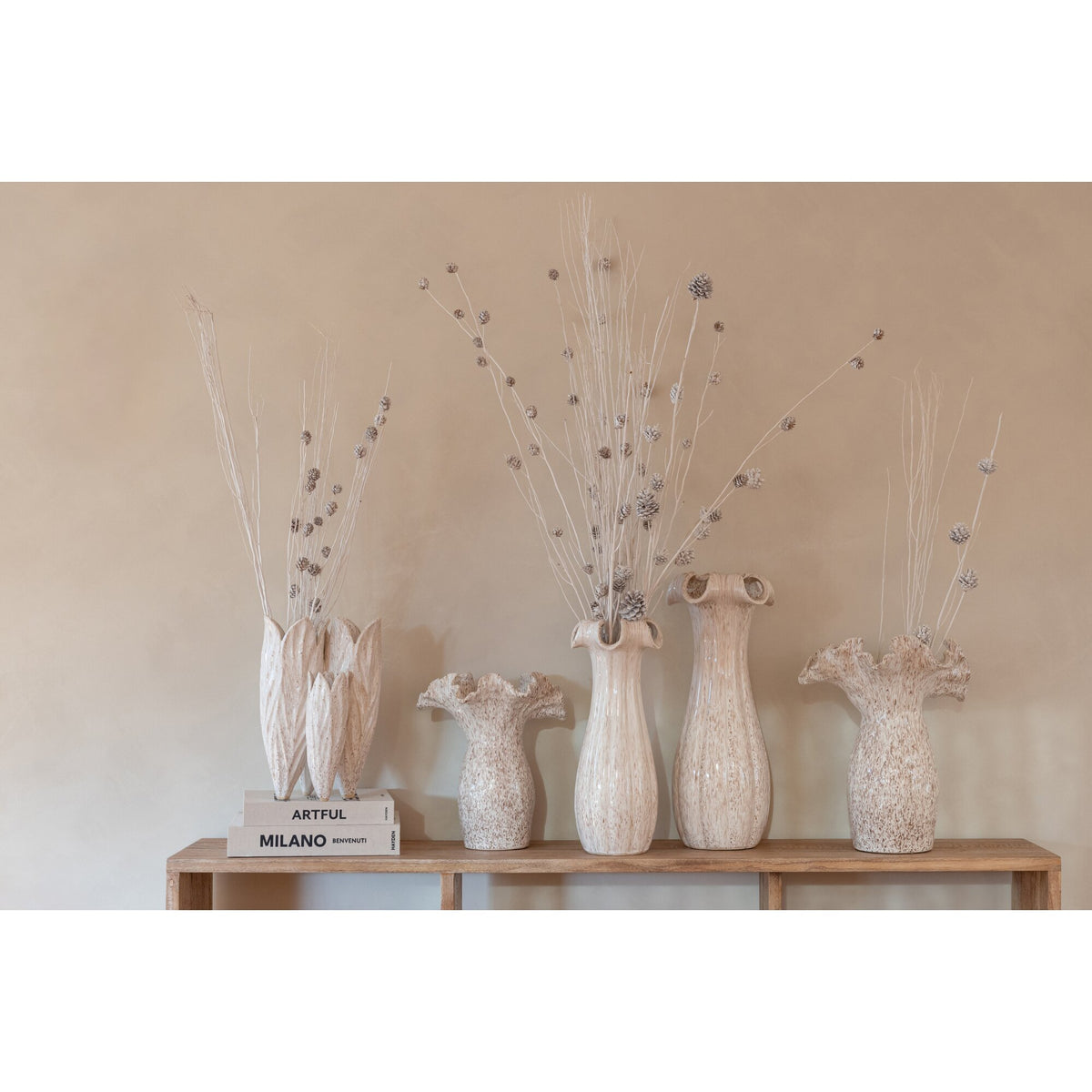 Vaas Geglazuurd Keramiek Beige Small J-Line