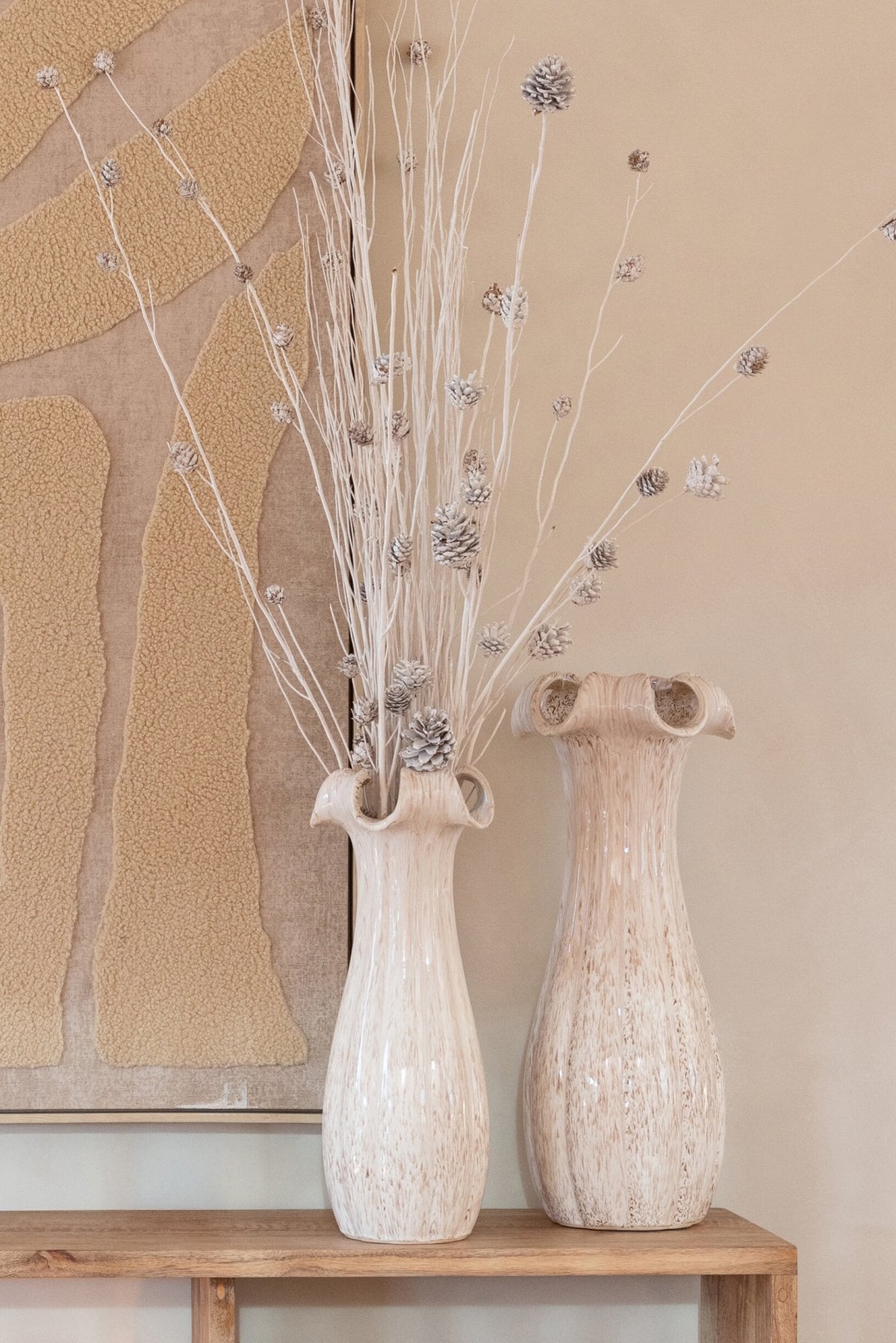 Vaas Geglazuurd Keramiek Beige Large J-Line