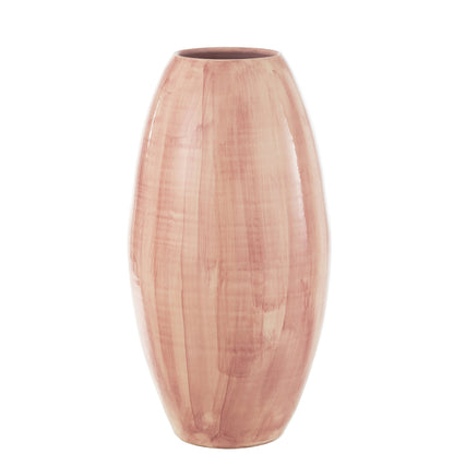 Vaas Handgeschilderd Keramiek Roze 30x30x51cm J-Line - Vaas - J-Line - livinglovely.nl
