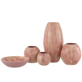 Vaas Handgeschilderd Keramiek Roze 30x30x51cm J-Line - Vaas - J-Line - livinglovely.nl