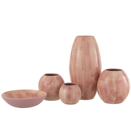 Vaas Handgeschilderd Keramiek Roze 30x30x51cm J-Line - Vaas - J-Line - livinglovely.nl