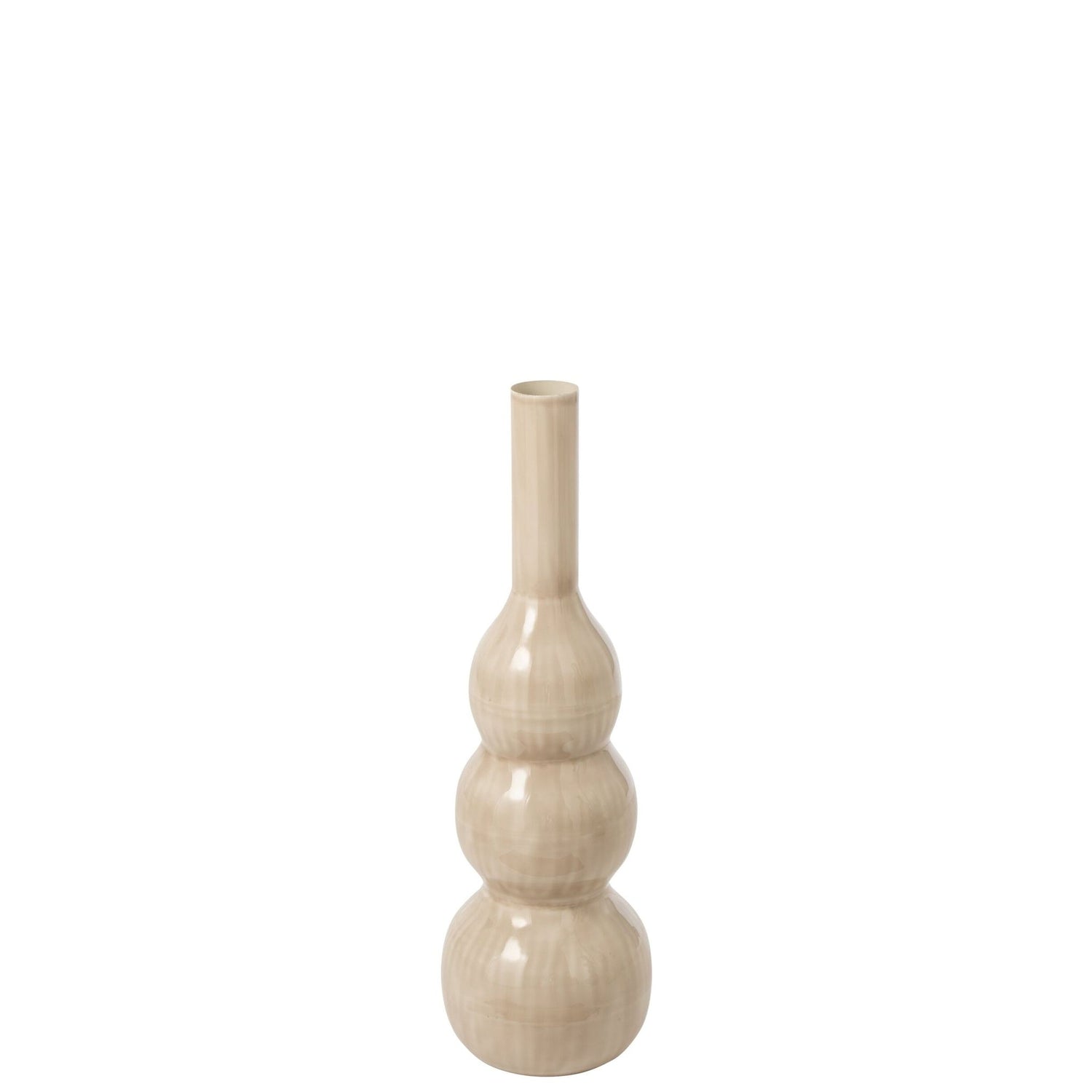 Vaas IJzer Licht Beige van J-Line, tweede weergave van de licht beige ijzeren vaas