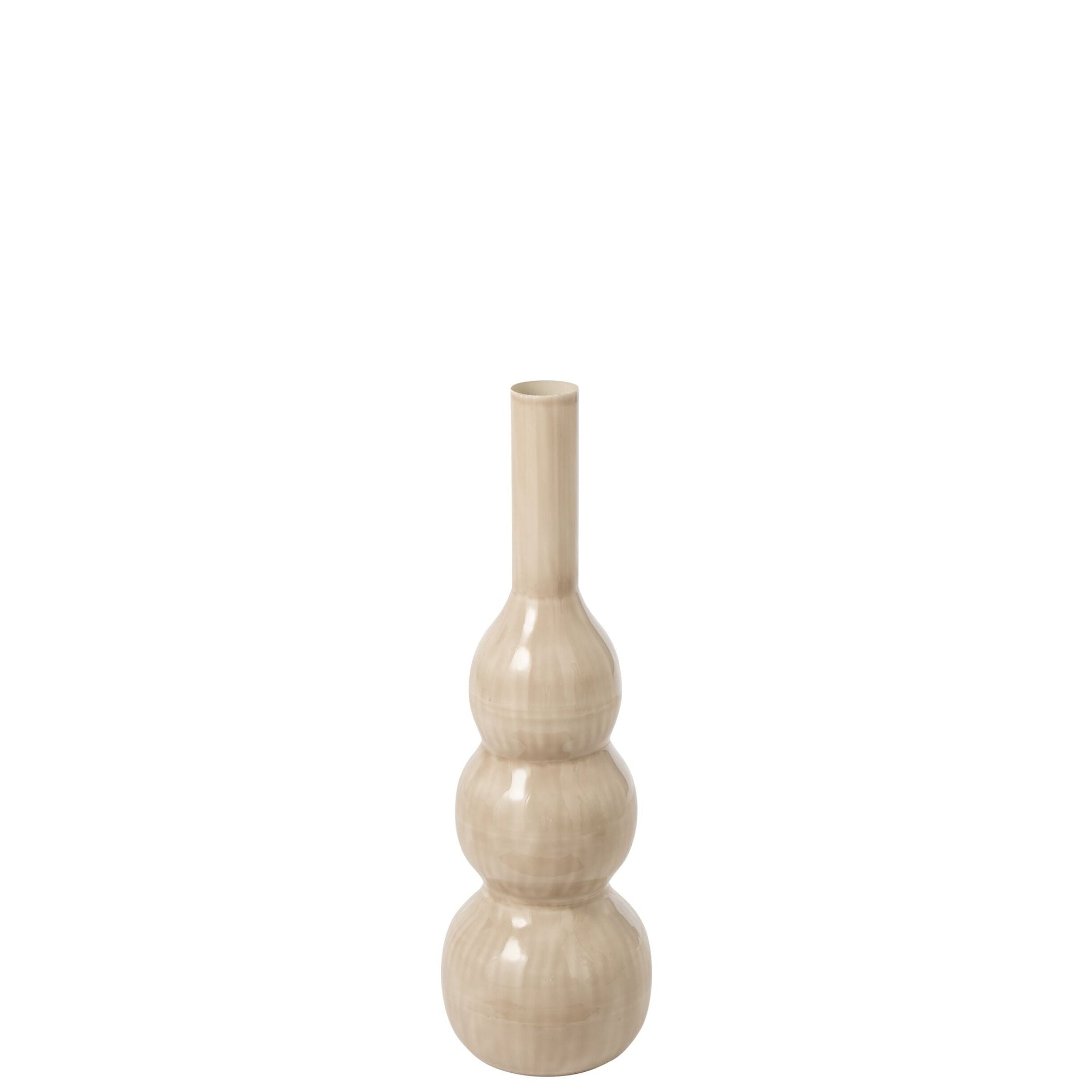 Vaas IJzer Licht Beige van J-Line, tweede weergave van de licht beige ijzeren vaas