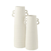 Vaas Kegel Klei Wit Large 22x18x55cm - Vaas - J-Line - livinglovely.nl