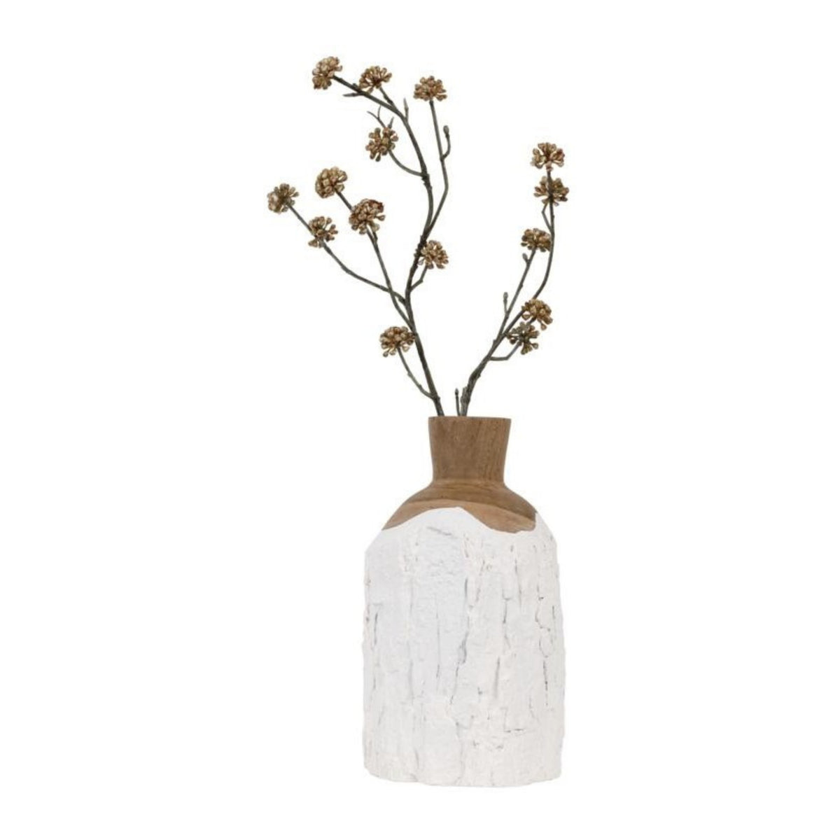 Vaas Kent Small van MUST Living, detail van het wit afgewerkte hout met natuurlijke tekening