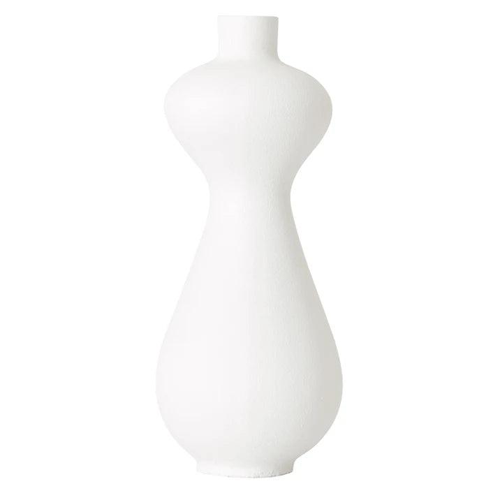 Vaas Lady van MUST Living, close-up van de witte structuurverf op het hoge model