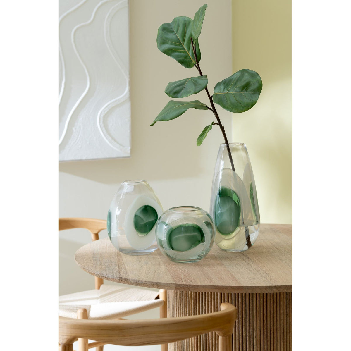 Vaas Livy Glas Groen/Wit/Transparant Large Ø17,5xH37cm J-Line