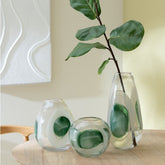 Vaas Livy Glas Groen/Wit/Transparant Small Ø20xH18cm J-line
