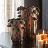 Vaas Lotus Pod Keramiek Koperkleurig Large L35,5xb35xh51cm J-Line - Vaas - J-Line - livinglovely.nl