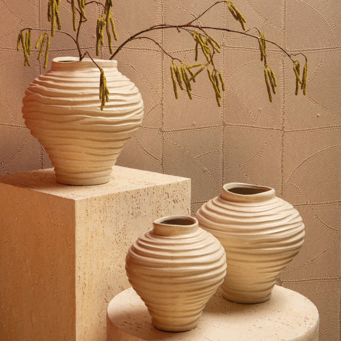 Vaas Mickie - Ø21cm - Keramiek - Beige PTMD - Vaas - PTMD - livinglovely.nl