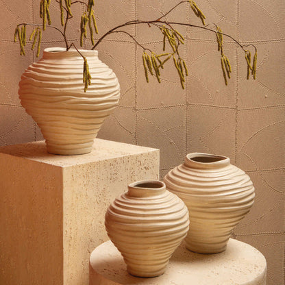 Vaas Mickie - Ø21cm - Keramiek - Beige PTMD - Vaas - PTMD - livinglovely.nl