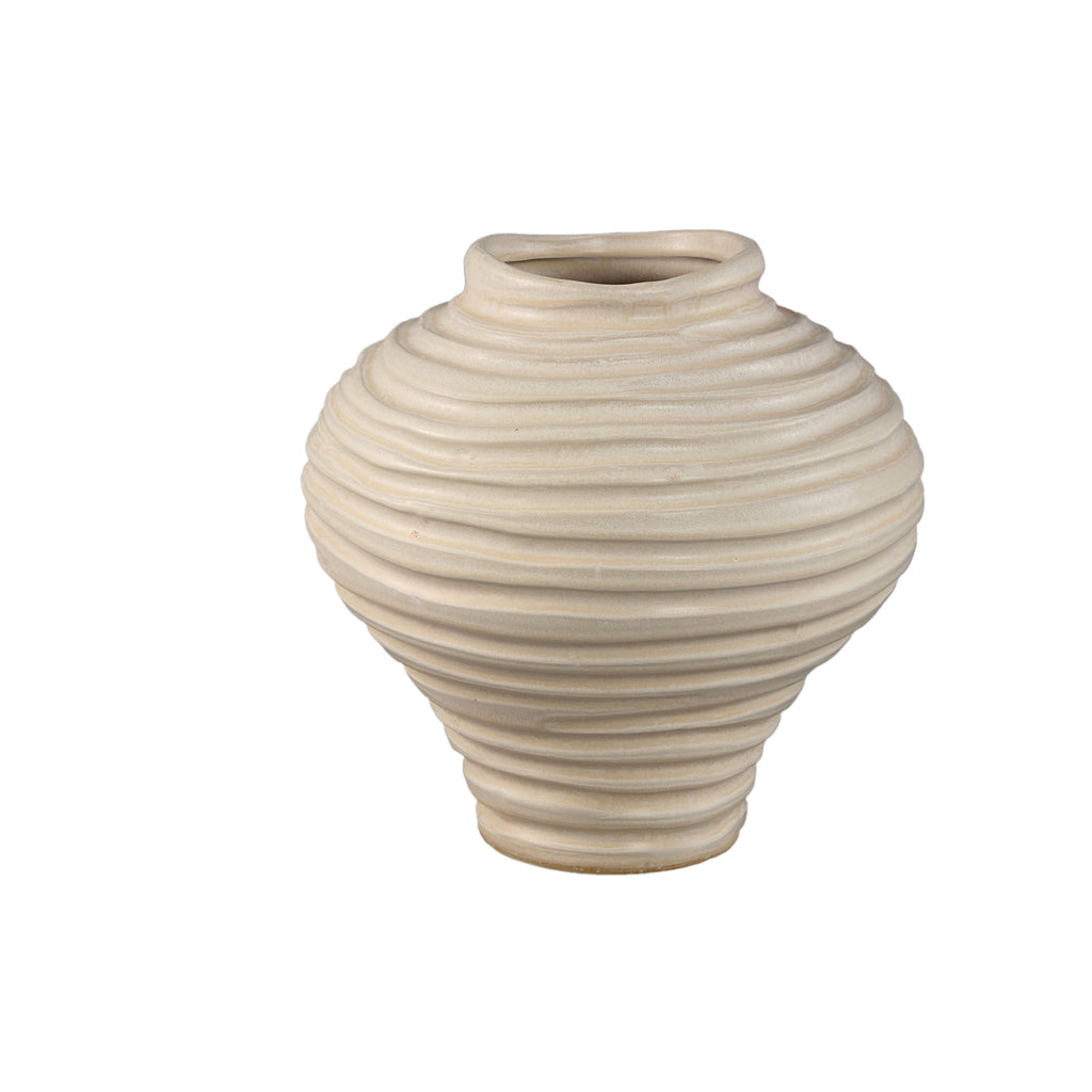 Vaas Mickie - Ø26cm - Keramiek - Beige PTMD - Vaas - PTMD - livinglovely.nl