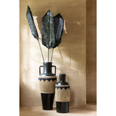 Vaas Motief+Handvaten Terracotta/Gras Zwart/Naturel J-Line