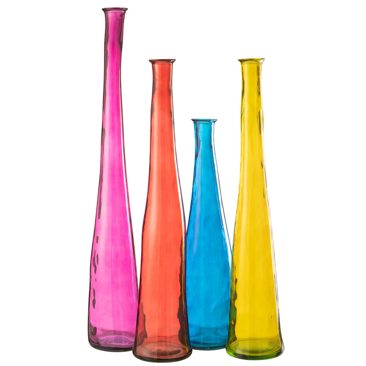 Fuchsia glazen vaas Noah van J-Line, ander aanzicht van het gekleurde glas