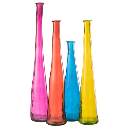 Fuchsia glazen vaas Noah van J-Line, ander aanzicht van het gekleurde glas