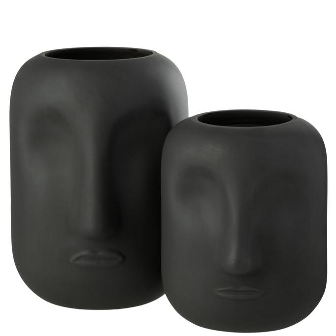 Vaas Noe Glas Zwart Large - Vaas - J-Line - livinglovely.nl