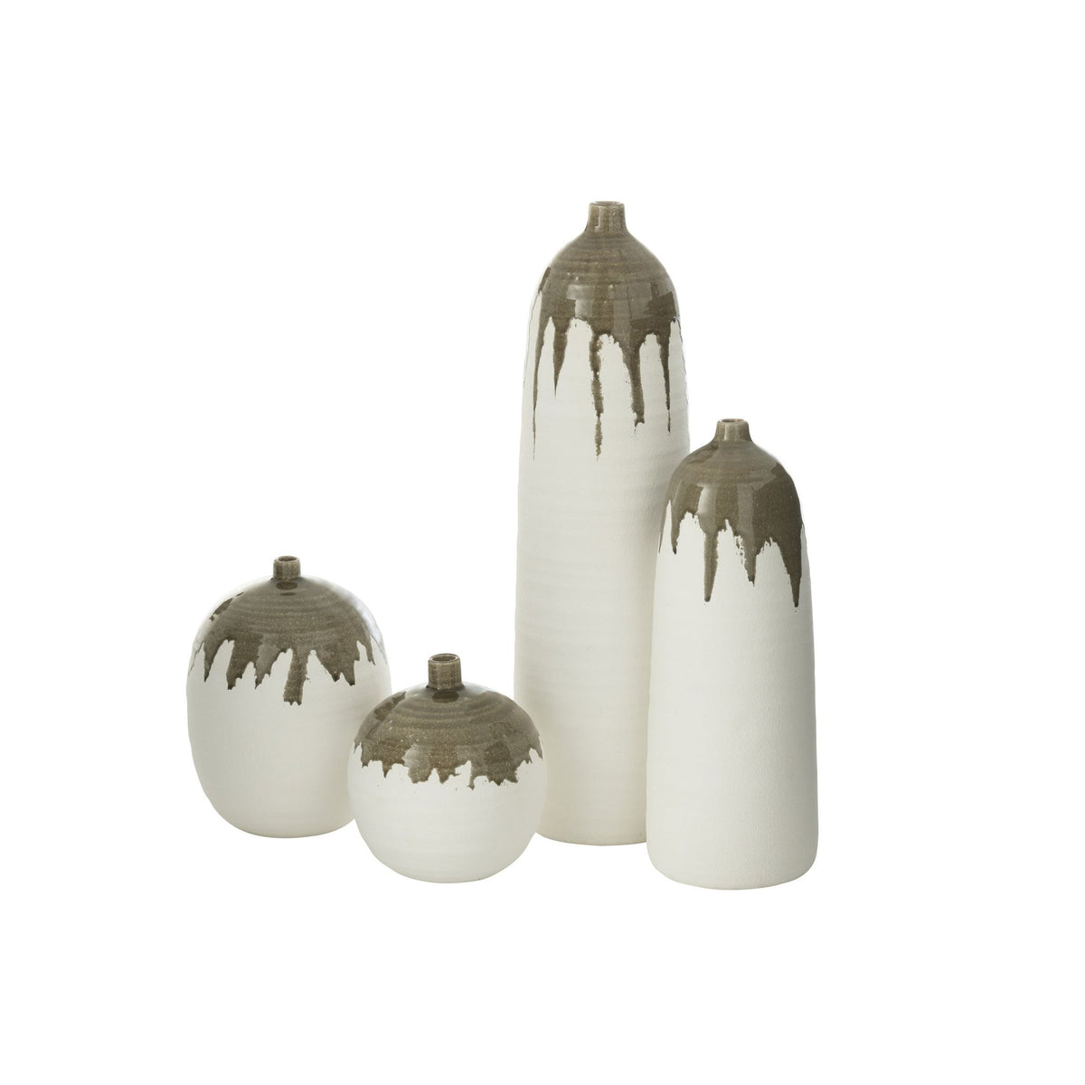 Vaas Olea Fles Olijfgroen/Wit Large Dia20cmxH67,5cm J-Line
