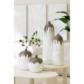 Vaas Olea Fles Olijfgroen/Wit Small Dia18cmxH47cm J-Line