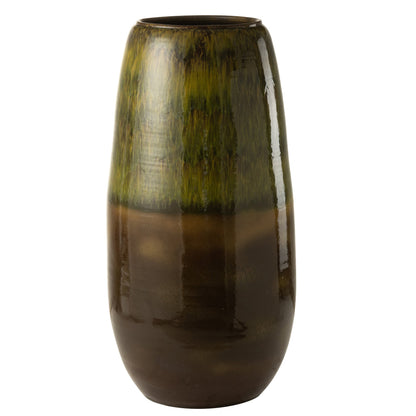 Vaas Olijf Terracotta Groen Large van J-Line, grote groene vloervaas van 89cm hoog