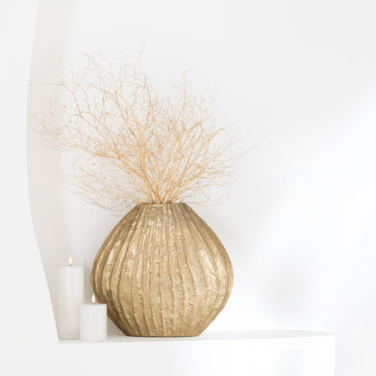 Vaas Ovaal Aluminium Goud L40xB11,5xH37cm J-Line - Vaas - J-Line - livinglovely.nl