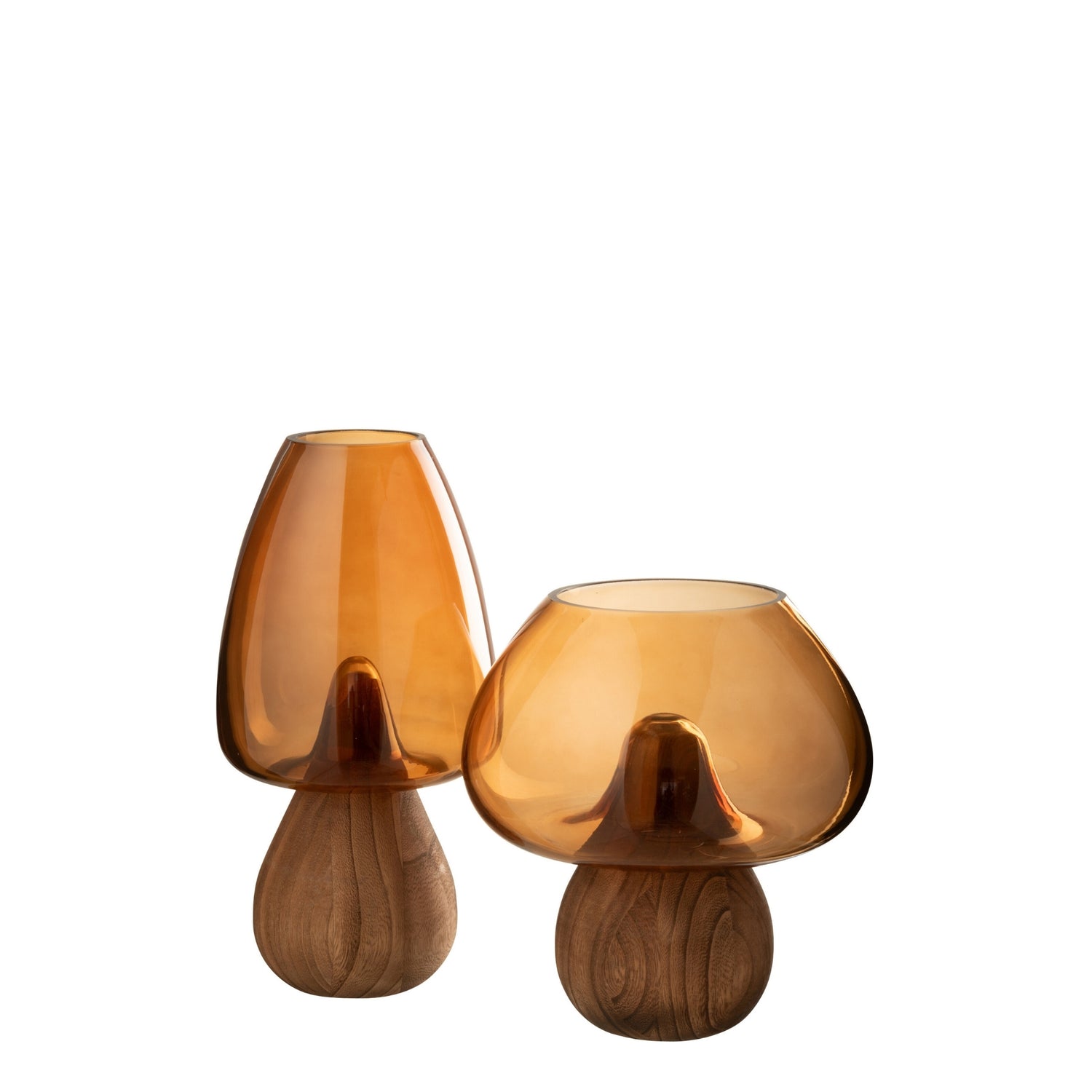 Vaas Paddenstoel Hoog Glas Caramel Ø16 J-Line - Vaas - J-Line - livinglovely.nl
