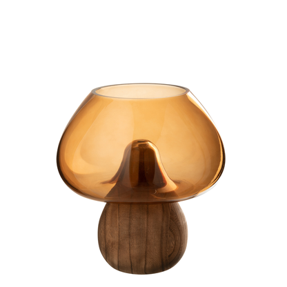 Vaas Paddenstoel Laag Glas Caramel Ø22 J-Line - Vaas - J-Line - livinglovely.nl