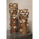 Vaas Paddenstoelen Steengoed Bruin Beige Large van J-Line, vijfde weergave van de bruine cilindervaas