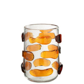 Pebbles vaas van J-Line in amber en transparant glas, Ø17cm x H23cm