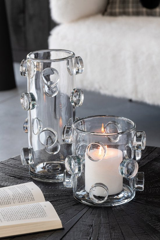 Vaas Pebbles Glas Transparent Large L18xB18cmxH36cm J-Line - Vaas - J-Line - livinglovely.nl